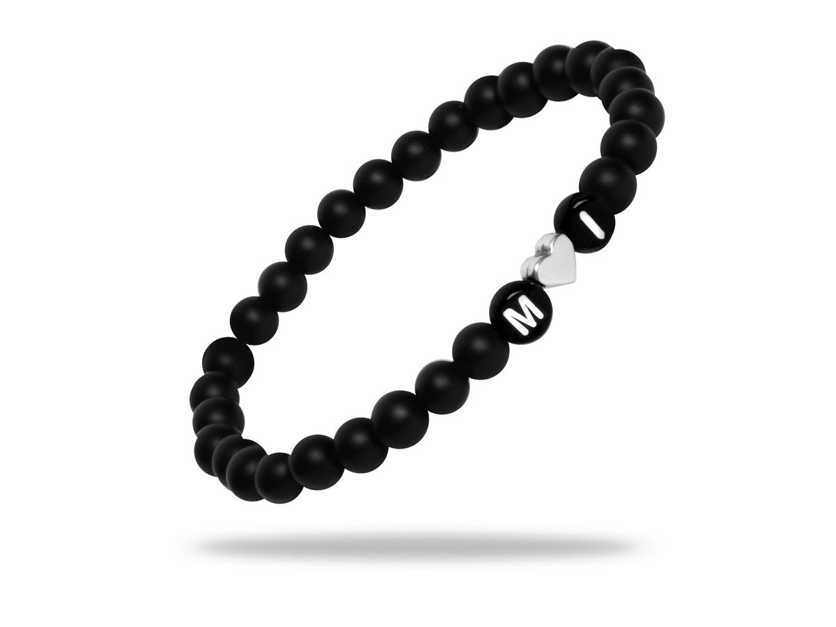 Sadingo Partnerarmband Set "ISLAND" aus schwarzen Natursteinperlen im Angebot