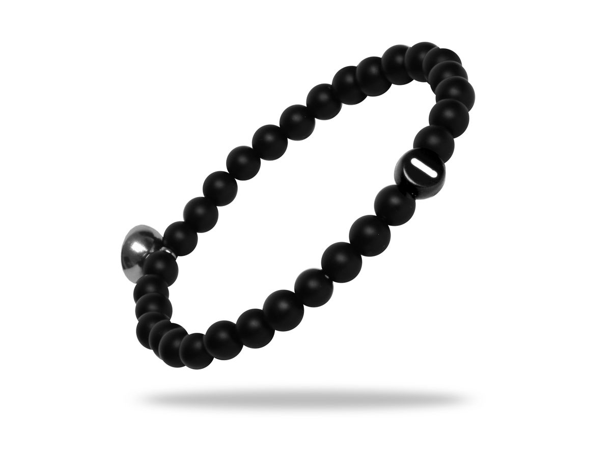 Sadingo Partnerarmband Set "ROCK" aus schwarzen Natursteinperlen Schlussverkauf