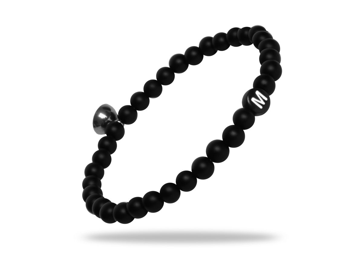 Sadingo Partnerarmband Set "ROCK" aus schwarzen Natursteinperlen Schlussverkauf