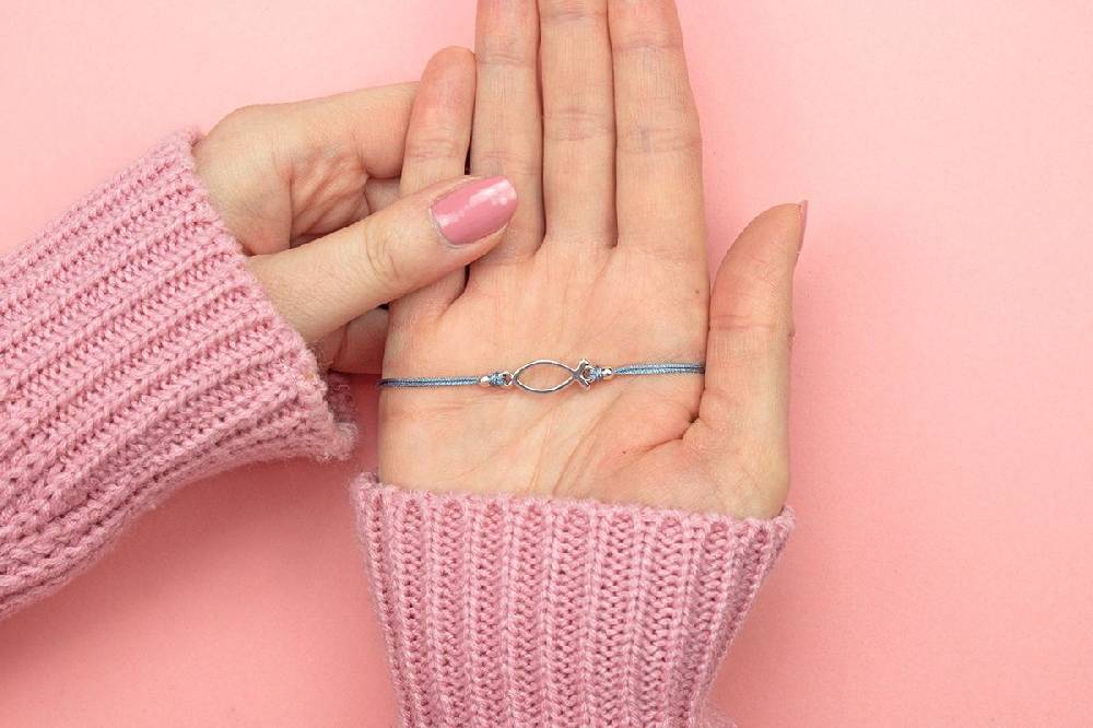 Sadingo Armband grau für Mädchen (größenverstellbar) Ichthys Fisch Versandkostenfrei