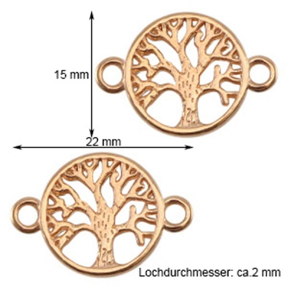 Sadingo Schmuckverbinder Lebensbaum | 3 Stk. - 22x15 mm Begrenztes Angebot