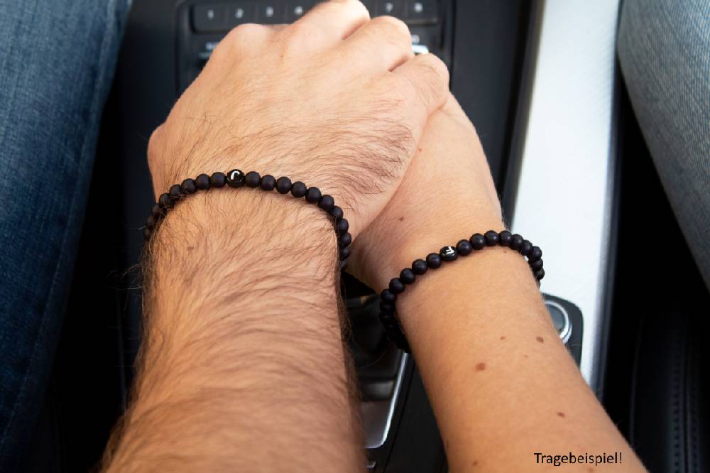 Sadingo Partnerarmband-Set aus schwarzen Acrylperlen Saisonschlussverkauf