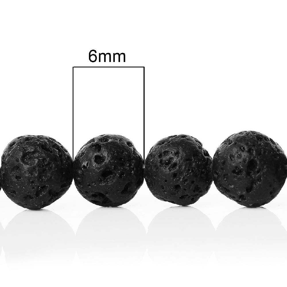 Sadingo Edelsteinperlen Lavagesteinperlen schwarz - 65 Stk. - 6 mm Lagerräumung