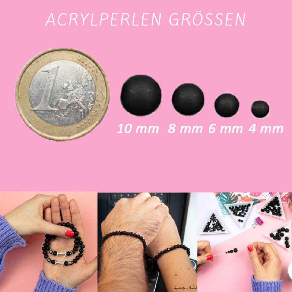 Sadingo Acrylperlen matt Schwarz 4,6,8,10 mm Heißer Verkauf