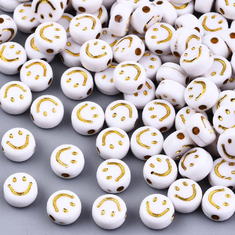 Sadingo Acrylperlen Smiley | 100 Stück, 7mm Neuheiten