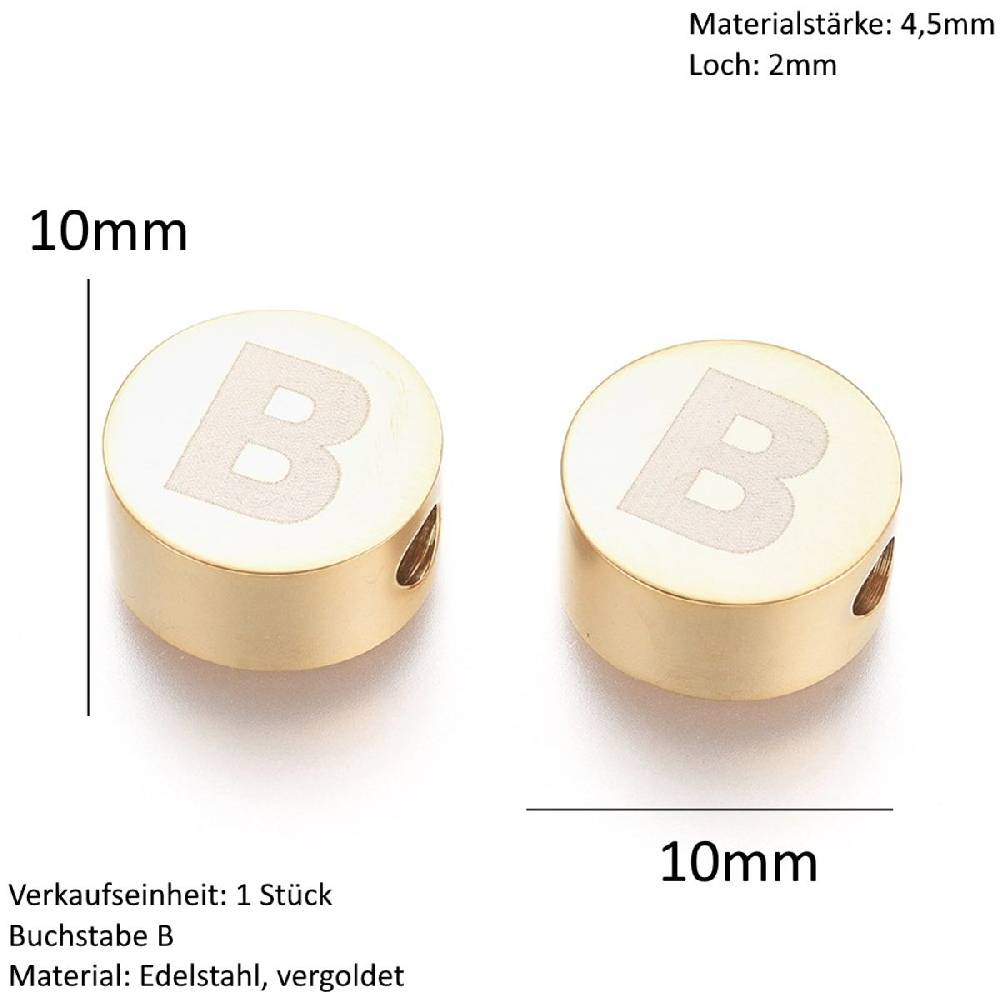 Sadingo Buchstabenperlen aus Edelstahl in Gold Bestseller