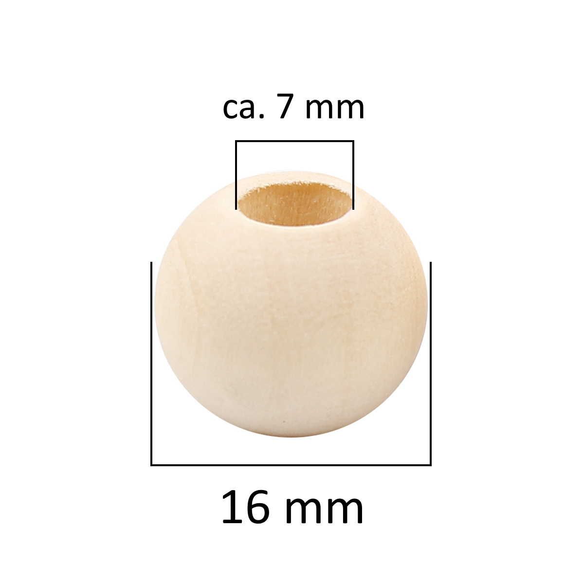 Sadingo Holzperlen Natur mit Loch, 10mm bis 20mm Tiefpreis