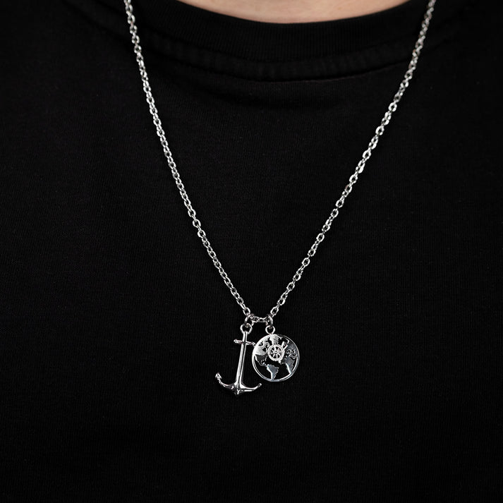 ﻿Save Brave Ankerkette mit Anhängern Anchorworld - Farbe Silber Saisonale Angebote