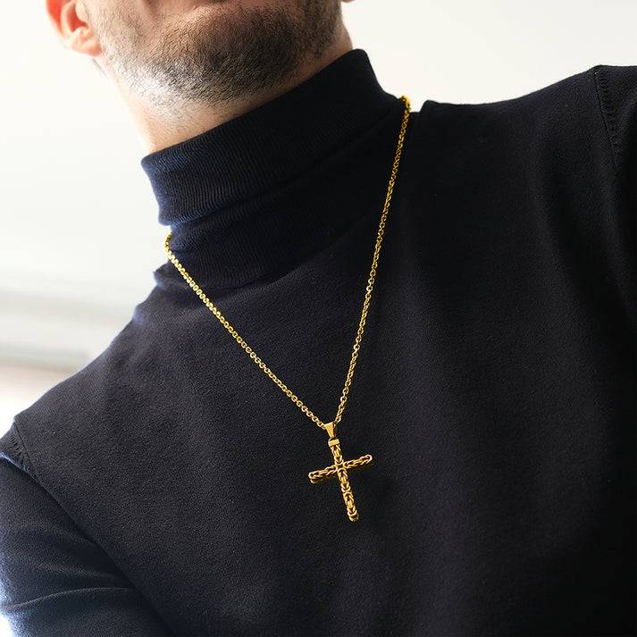 Save Brave Goldene Ankerkette Dan mit Anhänger Kreuz Räumungsverkauf
