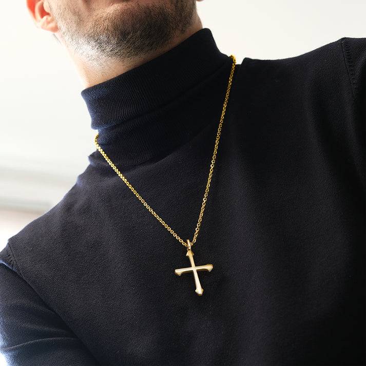 Save Brave Goldene Ankerkette Isaac mit Anhänger Kreuz VIP-Rabatte