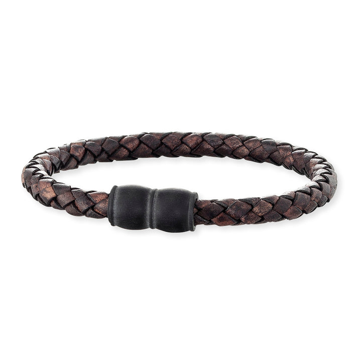 Save Brave Lederarmband Aaron mit Carbonperlen Kostenloser Versand