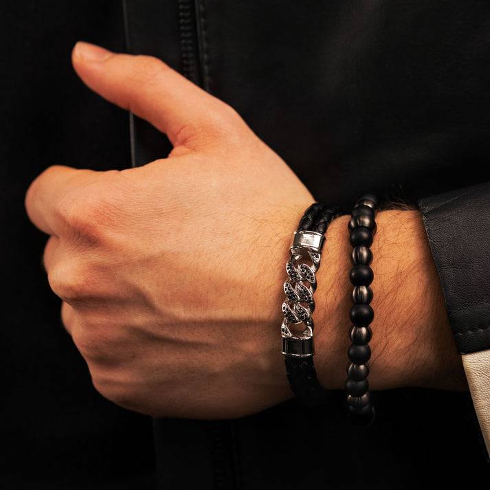 Save Brave Perlenarmband Bruce mit Onyx & Carbon Online Shopping