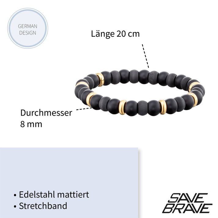 Save Brave Perlenarmband Russell mit Carbon & Edelstahl Exklusivangebot