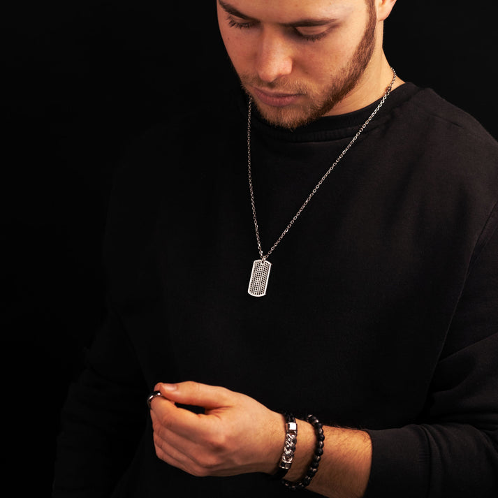 Save Brave Doppeltes Lederarmband Frank mit schwarzen Zirkoniasteinen Muttertagsangebot