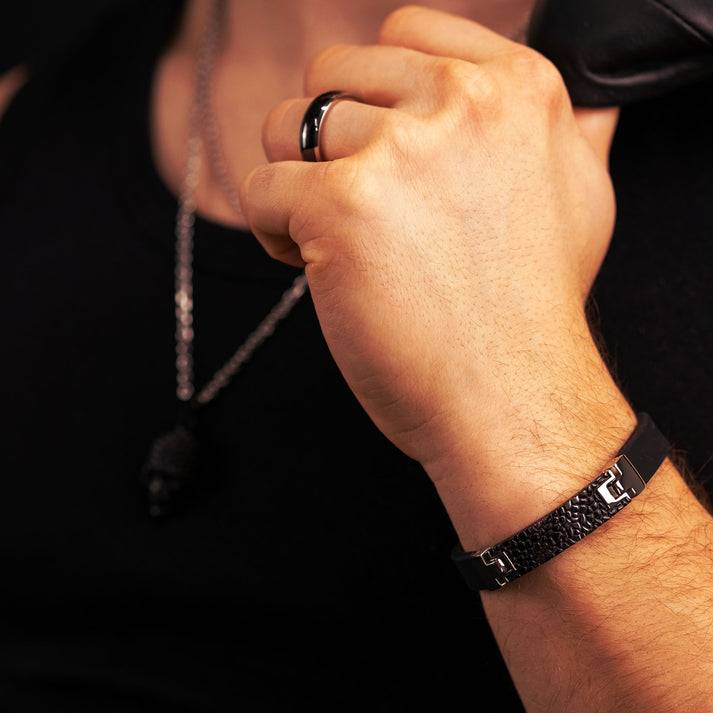 Save Brave Armband Havanna aus Kautschuk & schwarzem Edelstahl Bestseller