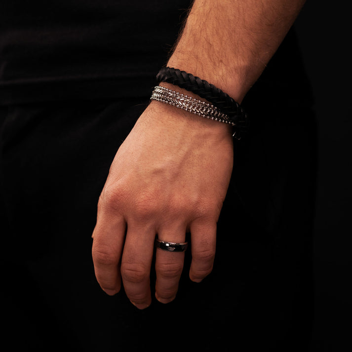 Save Brave Wickelarmband Sean aus Leder & Edelstahl Räumungsverkauf