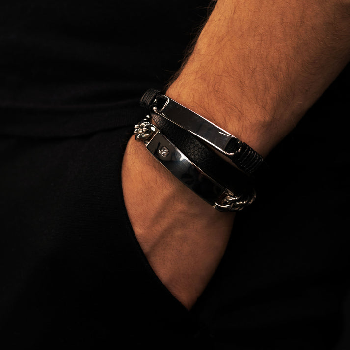 Save Brave Doppeltes Lederarmband Mason mit Edelstahl Sonderangebote