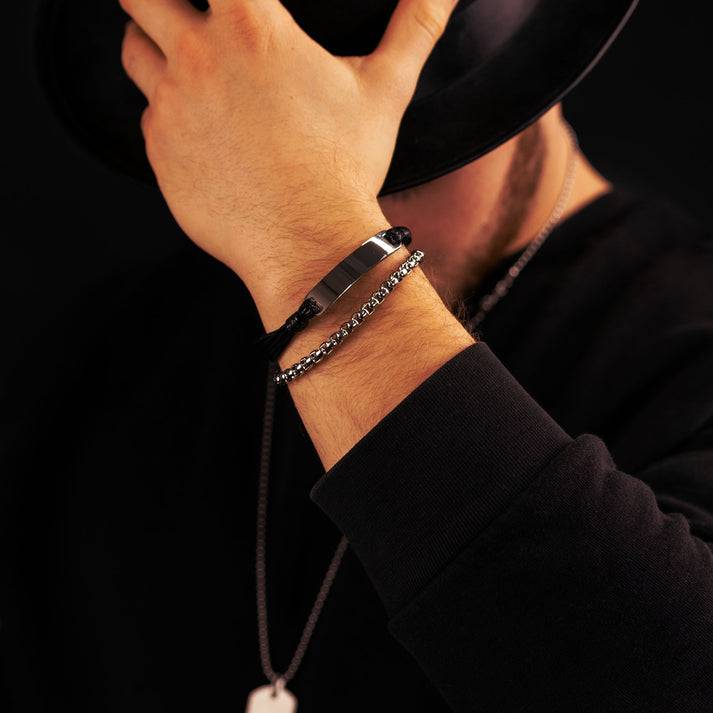 Save Brave Doppeltes Armband Oliver aus Edelstahl & Leder Bis zu 50% Rabatt