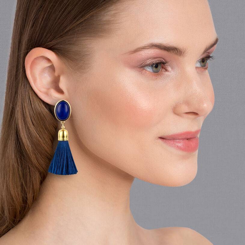 SchwesterSchwester Quasten Ohrringe als Ohrclips in Dunkelblau mit marineblauer Quaste von AmuseToi Kostenloser Versand