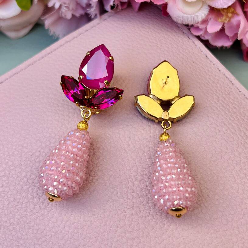 SchwesterSchwester Funkelnde Ohrstecker in Pink mit rosafarbenen Glitzertropfen von AmuseToi Letzte 2 Tage