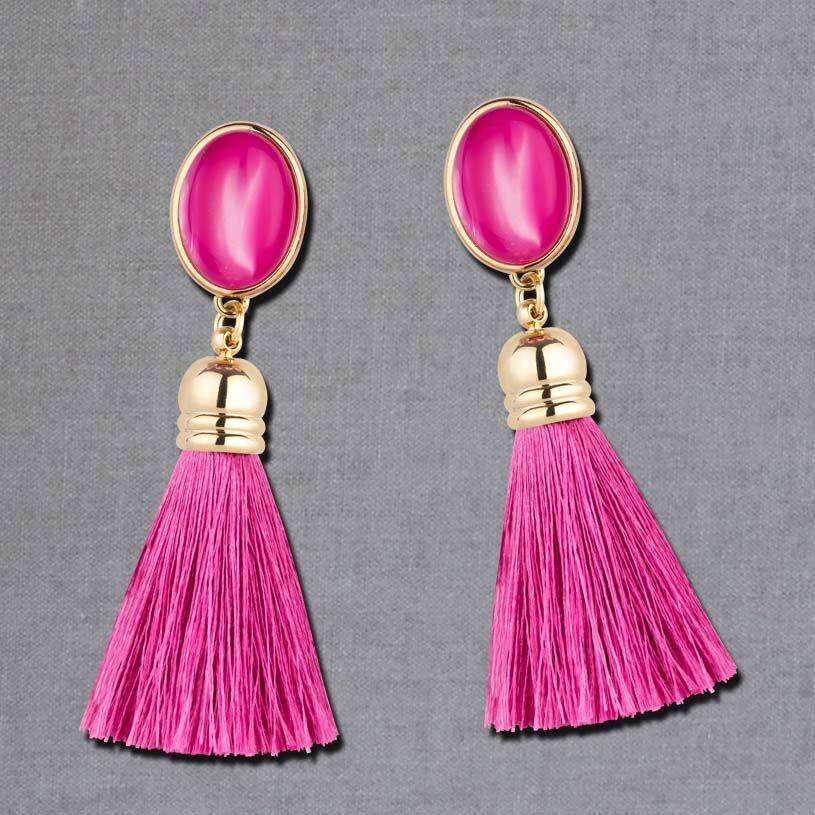 SchwesterSchwester Pinkfarbene Ohrstecker mit schönen seidigen Quasten Lagerräumung