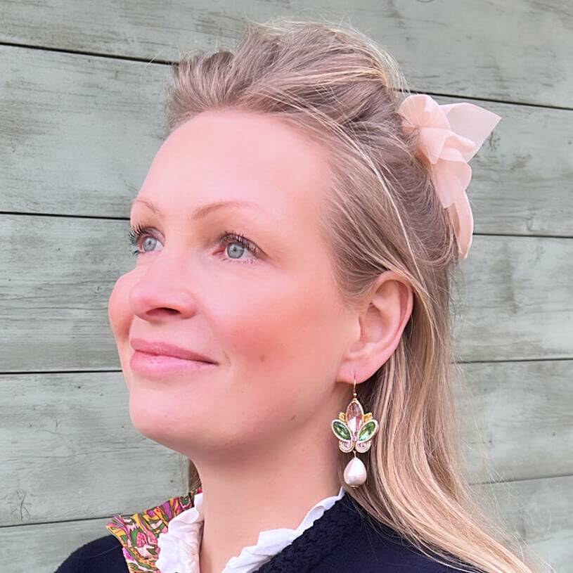 SchwesterSchwester Schöne Soutache-Ohrhänger in Rosa und Grün mit Baumwolltropfen Tägliche Deals