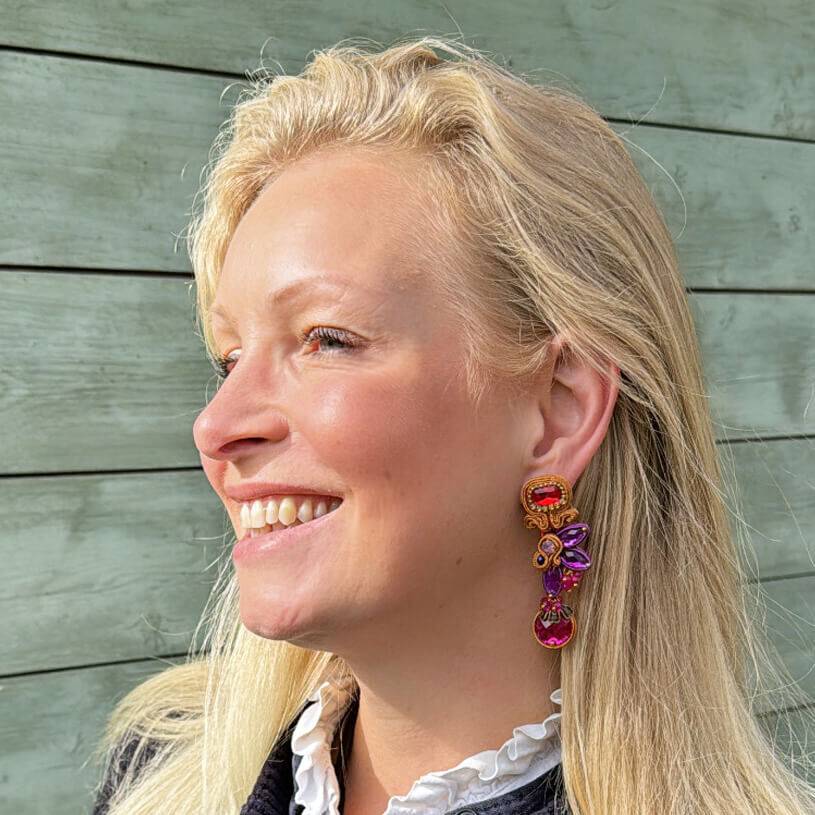 SchwesterSchwester Vorbestellbar - Dekorative Soutache-Ohrstecker in Orange und Pink Letzte 3 Tage