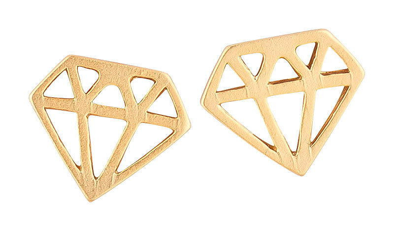 SchwesterSchwester Vergoldeter kleiner Ohrstecker in Diamantform Kostenloser Versand international