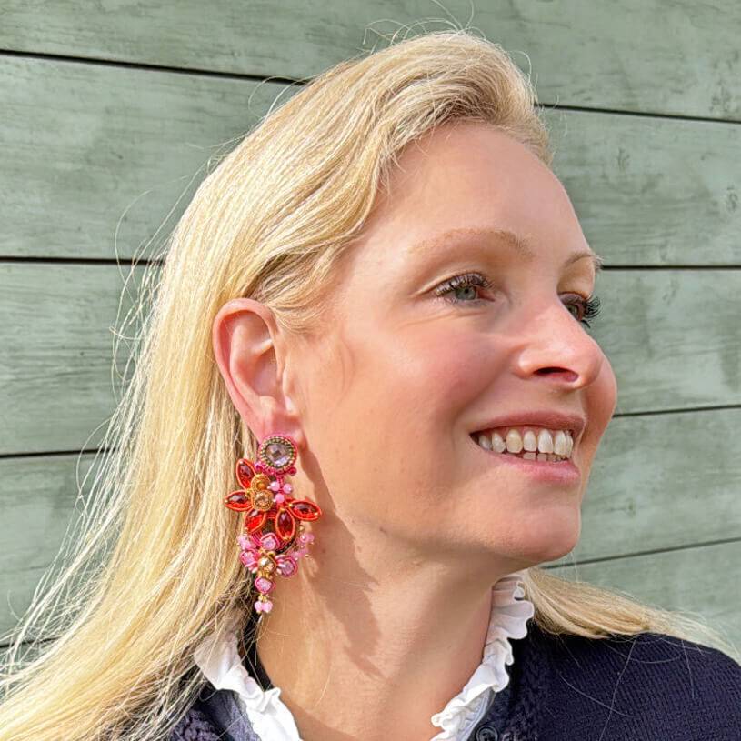 SchwesterSchwester Vorbestellbar - Große Soutache-Ohrringe in Pink, Rosa und Orange Günstig kaufen