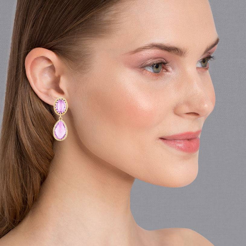 SchwesterSchwester Violette Tropfenohrringe mit funkelnden facettierten Tropfen Valentinstagsangebot