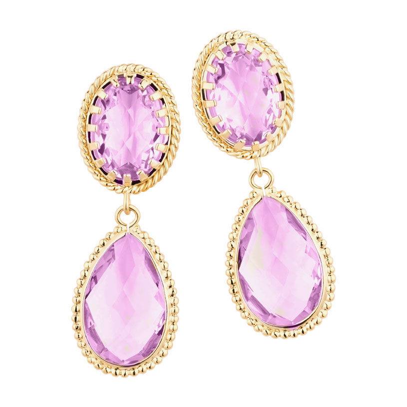 SchwesterSchwester Violette Tropfenohrringe mit funkelnden facettierten Tropfen Valentinstagsangebot
