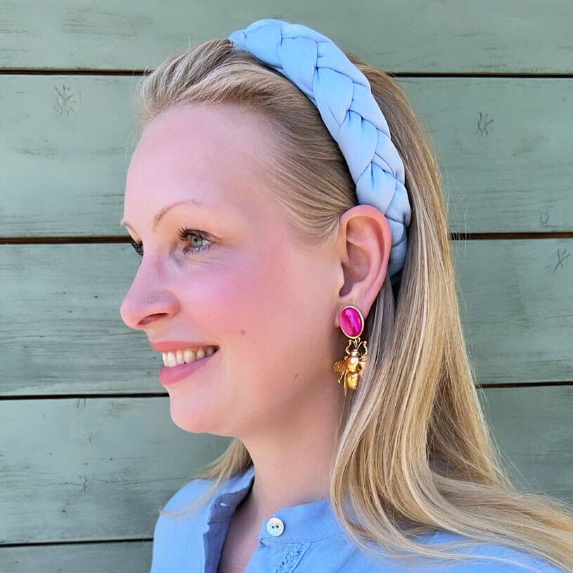 SchwesterSchwester Pinke Ohrstecker mit vergoldeter Hummel von AmuseToi Neueste Mode
