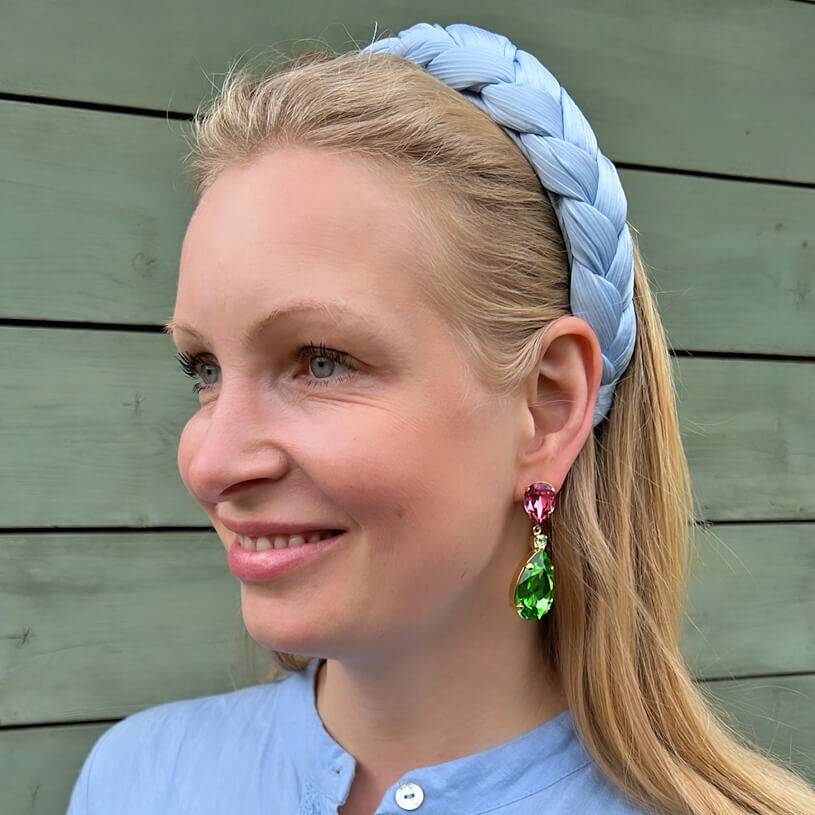 SchwesterSchwester Funkelnde Ohrstecker mit Glas-Kristallen in Grün und Rosa Große Rabatte