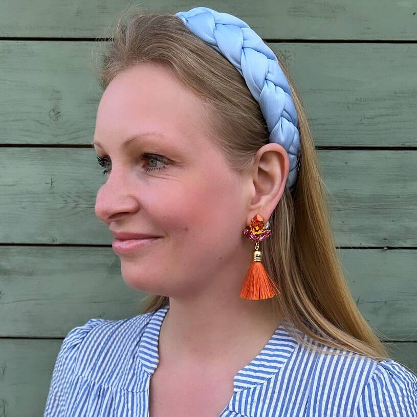 SchwesterSchwester Glitzernde Ohrstecker mit Glas-Kristallen in Pink und Orange mit edler Quaste Bestseller