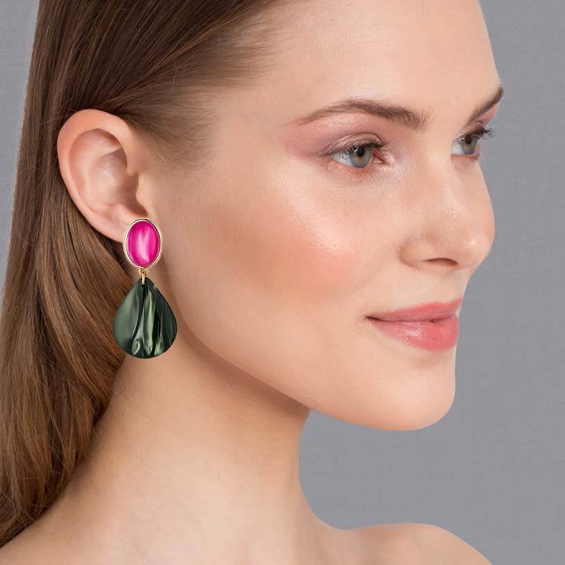 SchwesterSchwester Pinke Ohrstecker mit Tropfen in Silbergrün von AmuseToi Bis zu 65% Rabatt