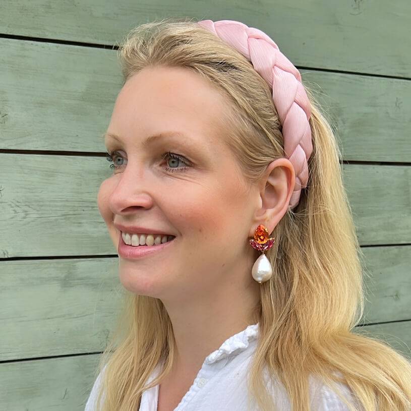 SchwesterSchwester Funkelnde Ohrstecker in Pink und Orange mit federleichten Baumwolltropfen Online Shopping