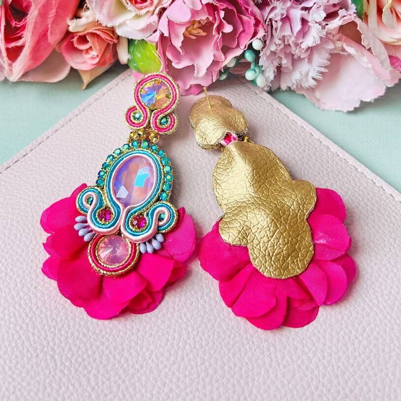 SchwesterSchwester Außergewöhnliche Soutache-Ohrringe in leuchtendem Pink Discount Store für neue Produkte