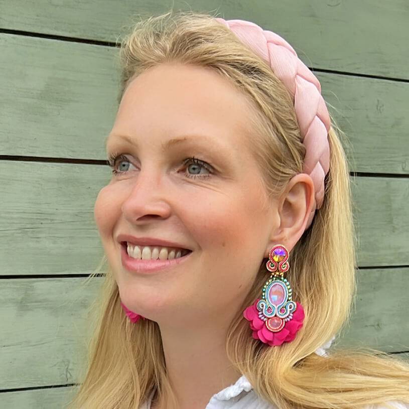 SchwesterSchwester Außergewöhnliche Soutache-Ohrringe in leuchtendem Pink Discount Store für neue Produkte