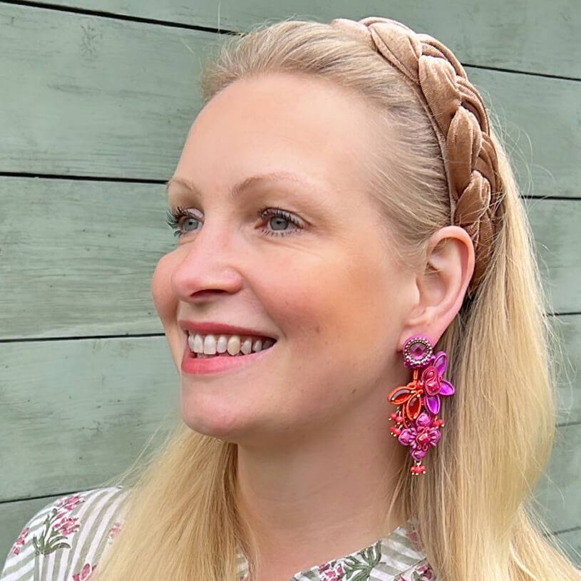 SchwesterSchwester Große Soutache-Ohrringe in Pink, Orange und Violett Günstiger Verkauf