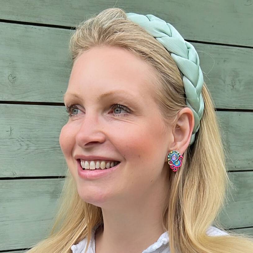 SchwesterSchwester Schöne Soutache-Ohrringe in Pink und Blau Günstig kaufen