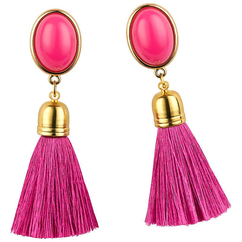 SchwesterSchwester Quasten Ohrringe als Ohrstecker in Pink mit pinkfarbener Quaste von AmuseToi Tiefpreis