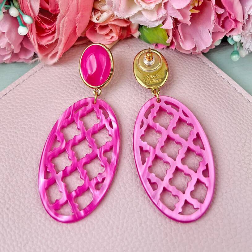 SchwesterSchwester Pinkfarbene Ohrstecker mit Oval im Marrakesch Stil JETZT KAUFEN