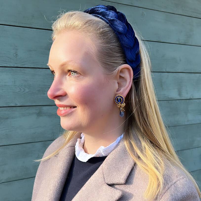 SchwesterSchwester Hübsche Soutache-Ohrstecker mit blauen Kristallen und Tropfen Clearance-Verkauf