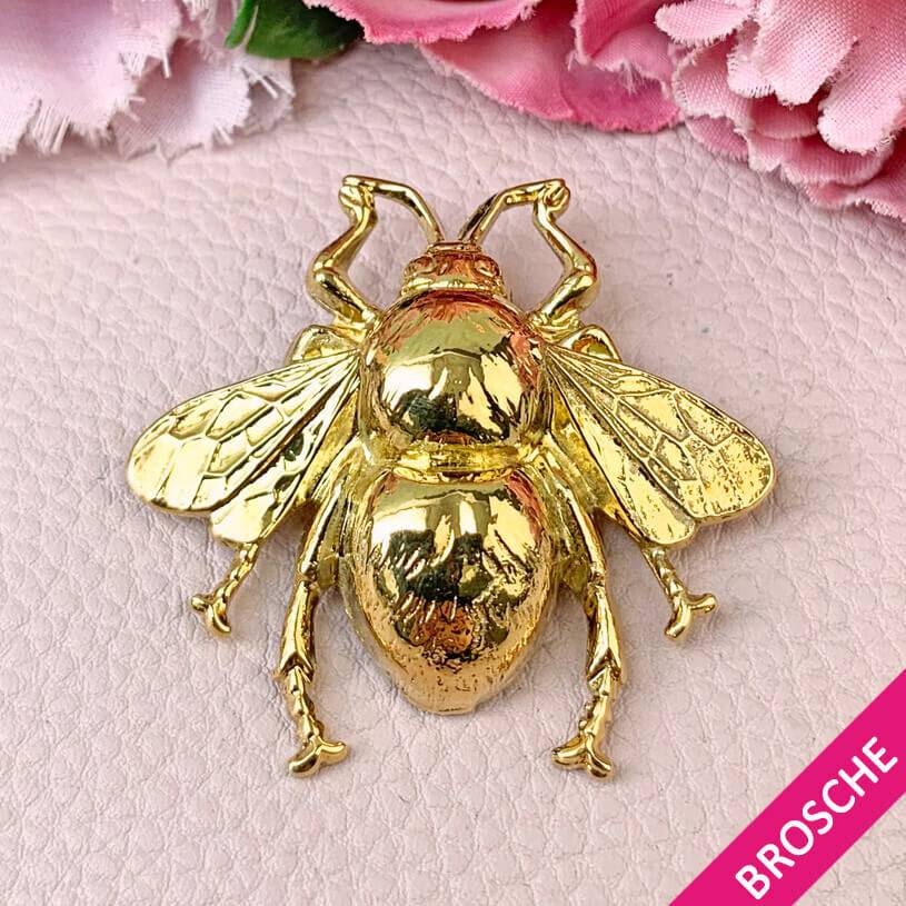 SchwesterSchwester Vergoldete Hummel-Brosche von AmuseToi Fabrikladen