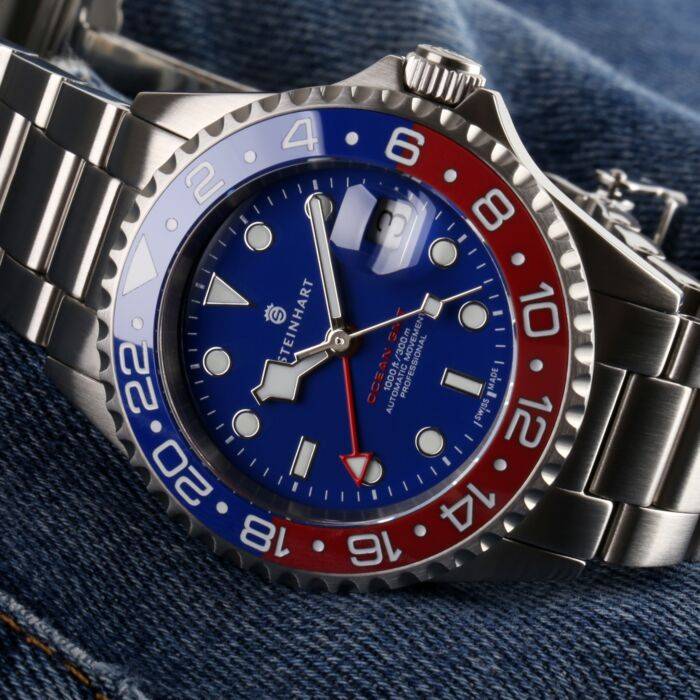 Steinhart Ocean One GMT BLUE-RED Ceramic blue dial Vierteljährliche Förderung