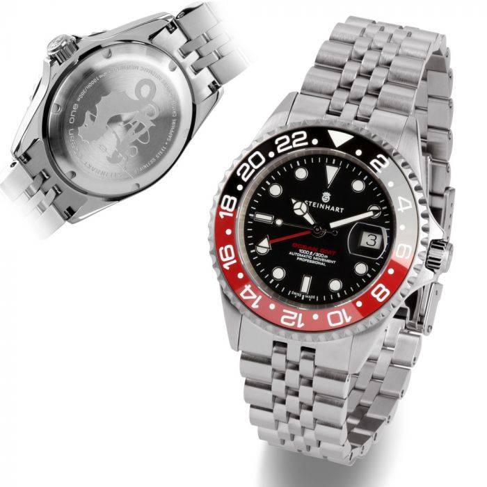 Steinhart Ocean One GMT BLACK-RED. 2 Ceramic Taucheruhr Riesige Ersparnisse