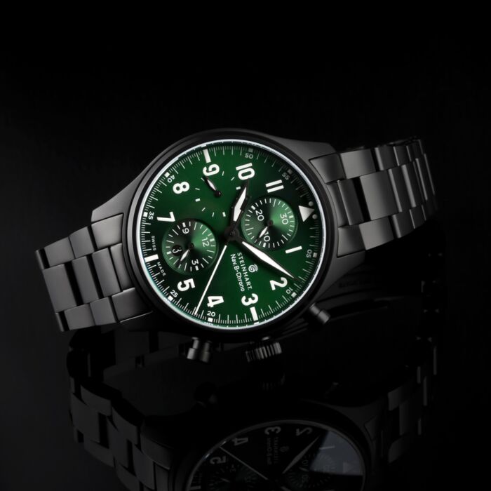 Steinhart Stahlband DLC matt 20/16 mm für NAV B-CHRONO 42 green Ltd. Edition inkl. Bandanstöße Auslauf
